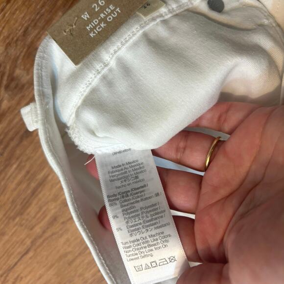 NWT Madewell Kick Out Crop Jeans In Pure White Size 26 - Picture 7 of 9